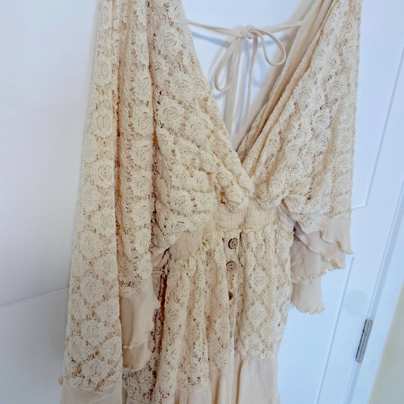 Vici Fly Far Cotton Blend Crochet Dress- Vici Vintage Crochet Romper Dress - Picture 8 of 13